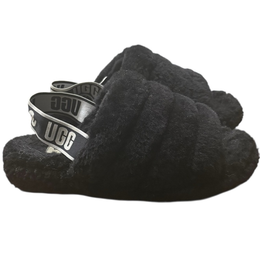 UGG "Fluff Yeah!" Platform Slide Logo Band in Classic Black Size 8 - Picture 3 of 10